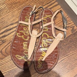 Sam Edelman Beige T-Strap Sandals
